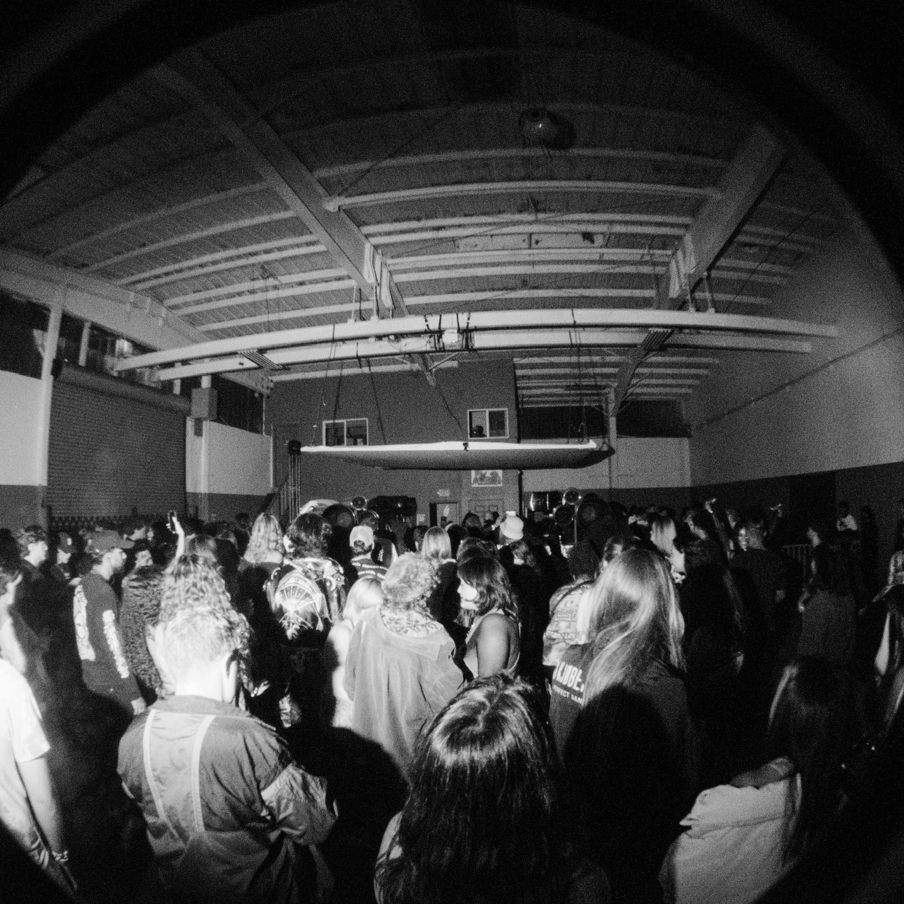 crowd around the mixer at night